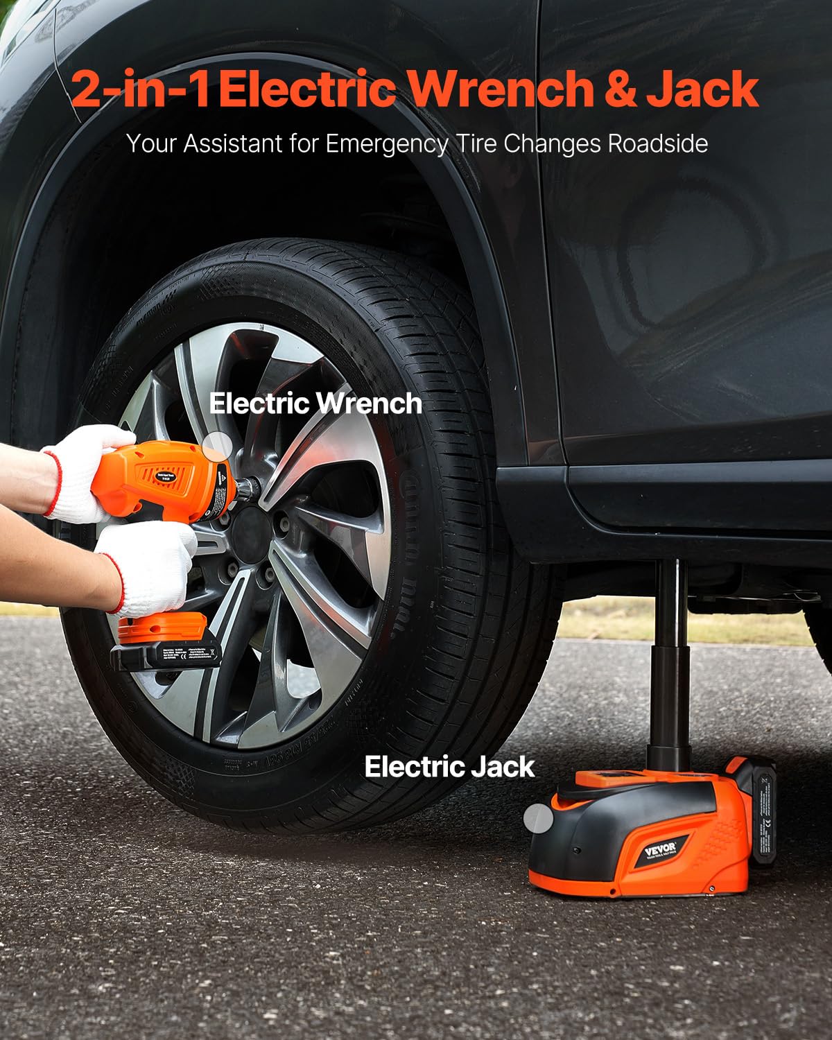 12V Electric Car Jack Kit with Impact Wrench – Portable Emergency Tire Repair Tool